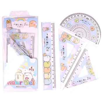 

4pcs/set Kawaii Cartoon Straight Triangle Ruler Protractor Drafting Drawing Tool