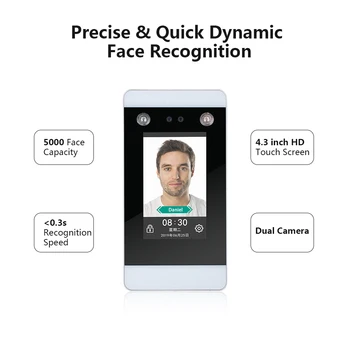 

DT20 Face Dynamic Access Control System 4.3inch Infrared Dual HD Camera Face Password Attendance Machine Touch Screen