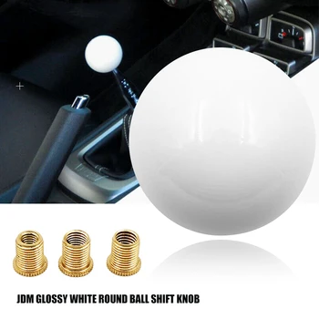 

For Toyota 1pc JDM Glossy White Round Ball Shift Knob For Scion Wrx Subaru M12x1.25 + 3pcs Adapter