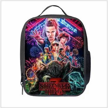 

Stranger Things Pattern Lunch Bags for Boys Girls Portable Cooler Box for Kids Pterosaur Tote Picnic For Girls