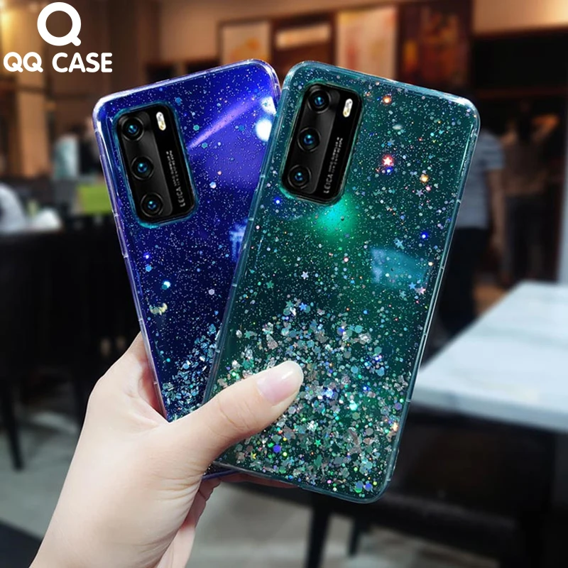Роскошный блестящий чехол со звездой для Huawei P9 P10 P20 P30 P40 Pro Lite Maimang 6 7 Блестящий