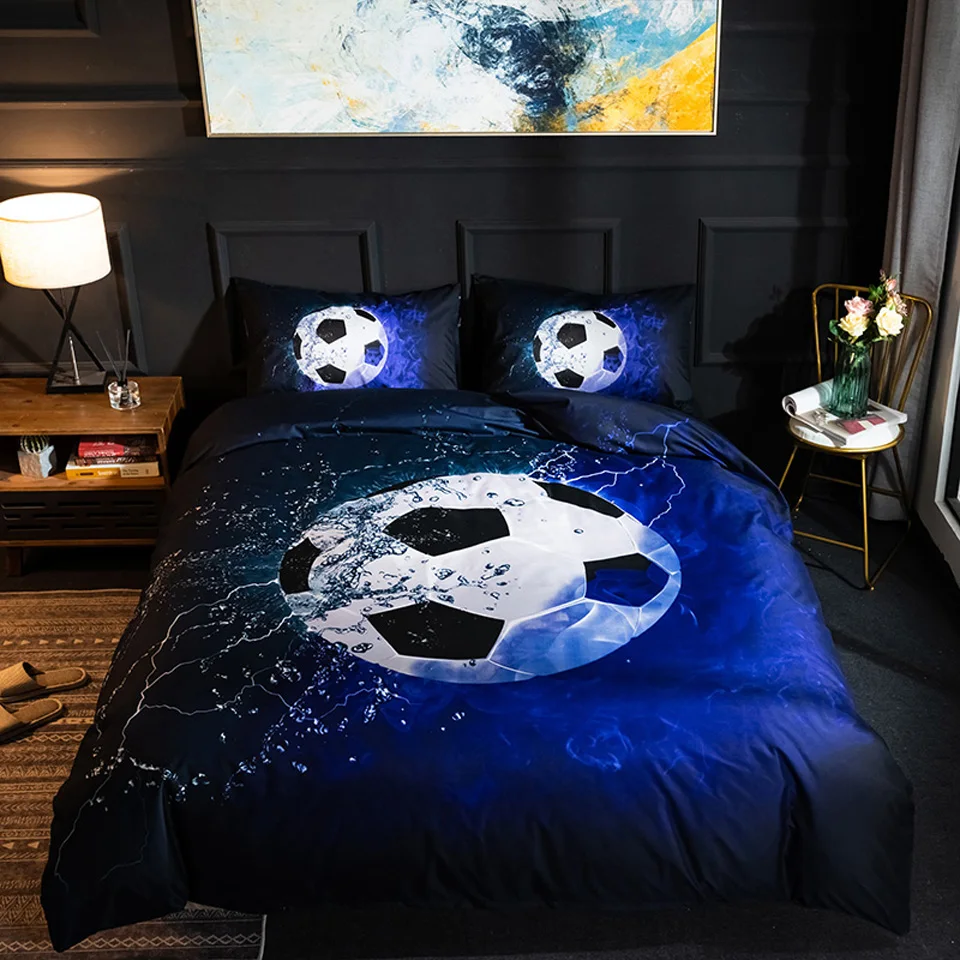 Boys Bedding Set Football Single Twin Bed Sets 3D Black Duvet Cover Queen King  Size Child Pillowcase Summer Comforter Bed Sheets - AliExpress