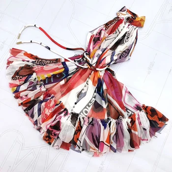 

LouLan Queen Silk Sleeveless Women Dress Runway/Summer/Maxi/Party/Boho/Beach/Elegant/Loose/Printing/ Dress With Belt