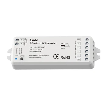 

L4-M (4 channels) 12-24VDC RF 0/1-10V dimmer Use with RGB/RGBW remote control 256 levels 0-100% smooth dimming Free shipping