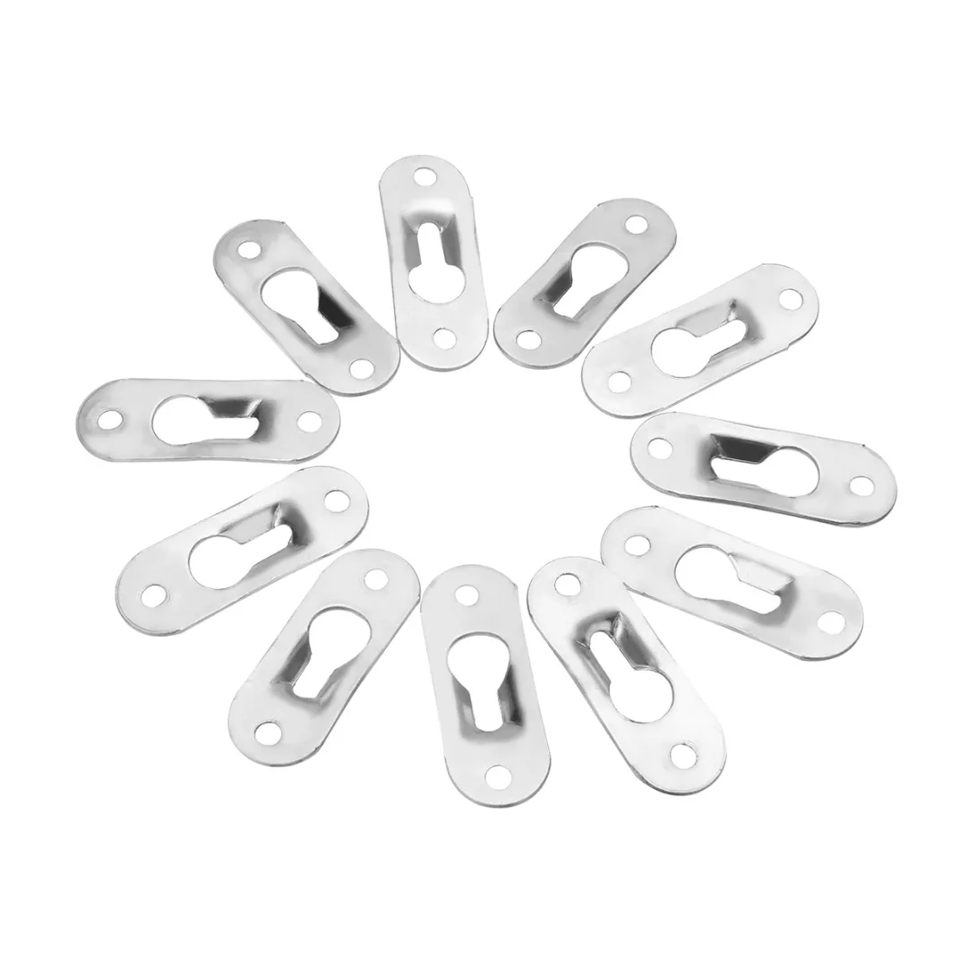 10/20Pcs 44mm x 16mm Silver Tone Metal Keyhole Hanger Fasteners For Hanging Paintings Frame On The Wall