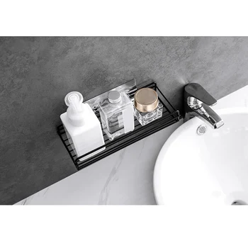 

Iron Kitchen Bathroom Shower Shelf Storage Suction Basket Caddy Rack THIN889