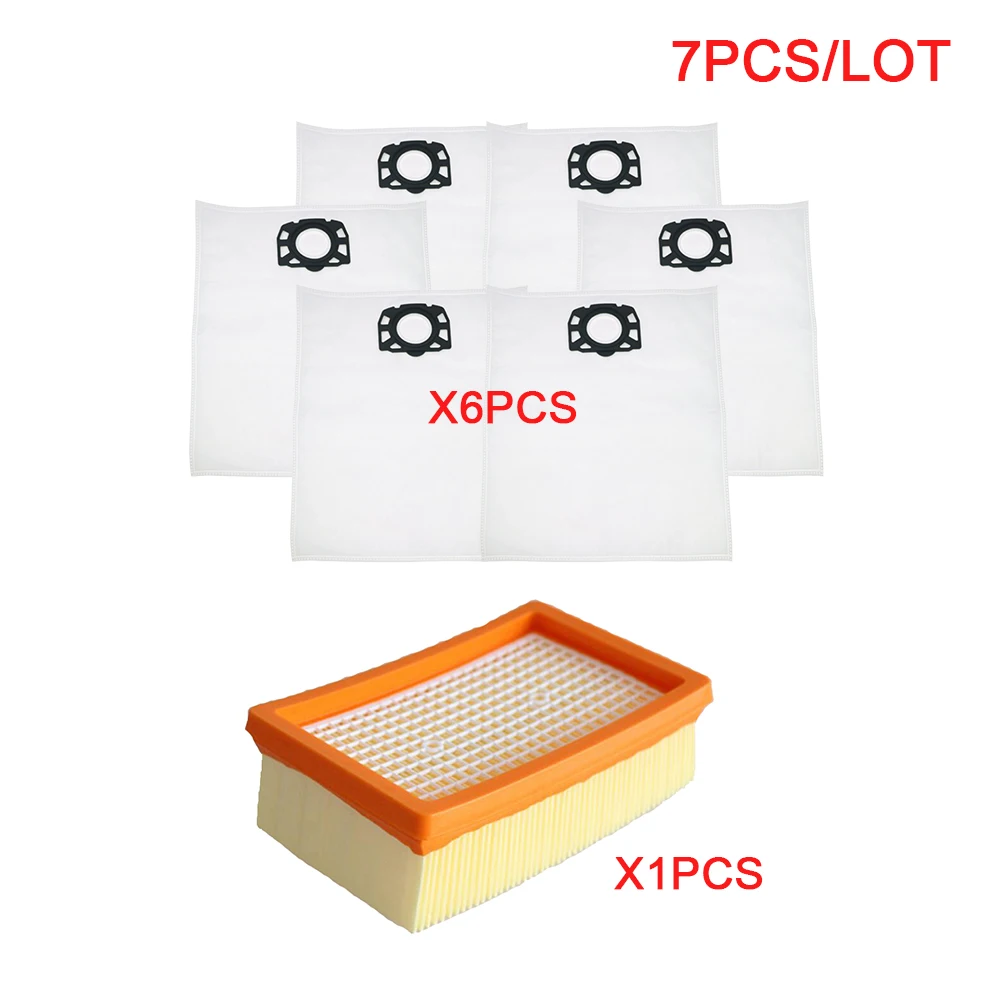 

7Pcs/lot Vacuum Cleaner parts for Karcher MV4 MV5 MV6 WD4 WD5 WD6 for Karcher WD4000 to WD5999 6pcs Dust Bags and 1pc Filter