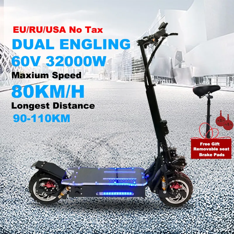 60V3200W электрический скутер 11 дюймов внедорожник 80 км/ч батарея - Цена: 40 533,84 - 139 334,49 руб.
