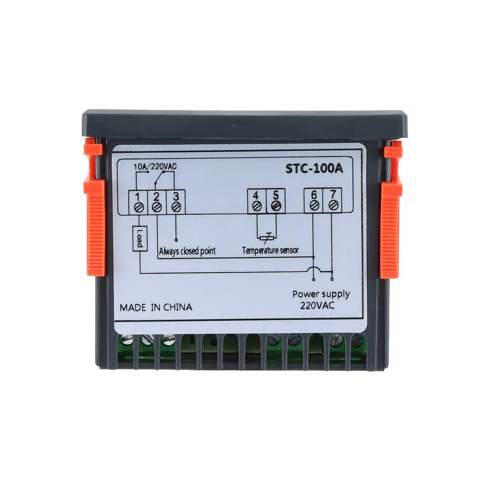 Цифровой регулятор температуры, термостат для холодильника, терморегулятор, датчик термопары, STC-100A