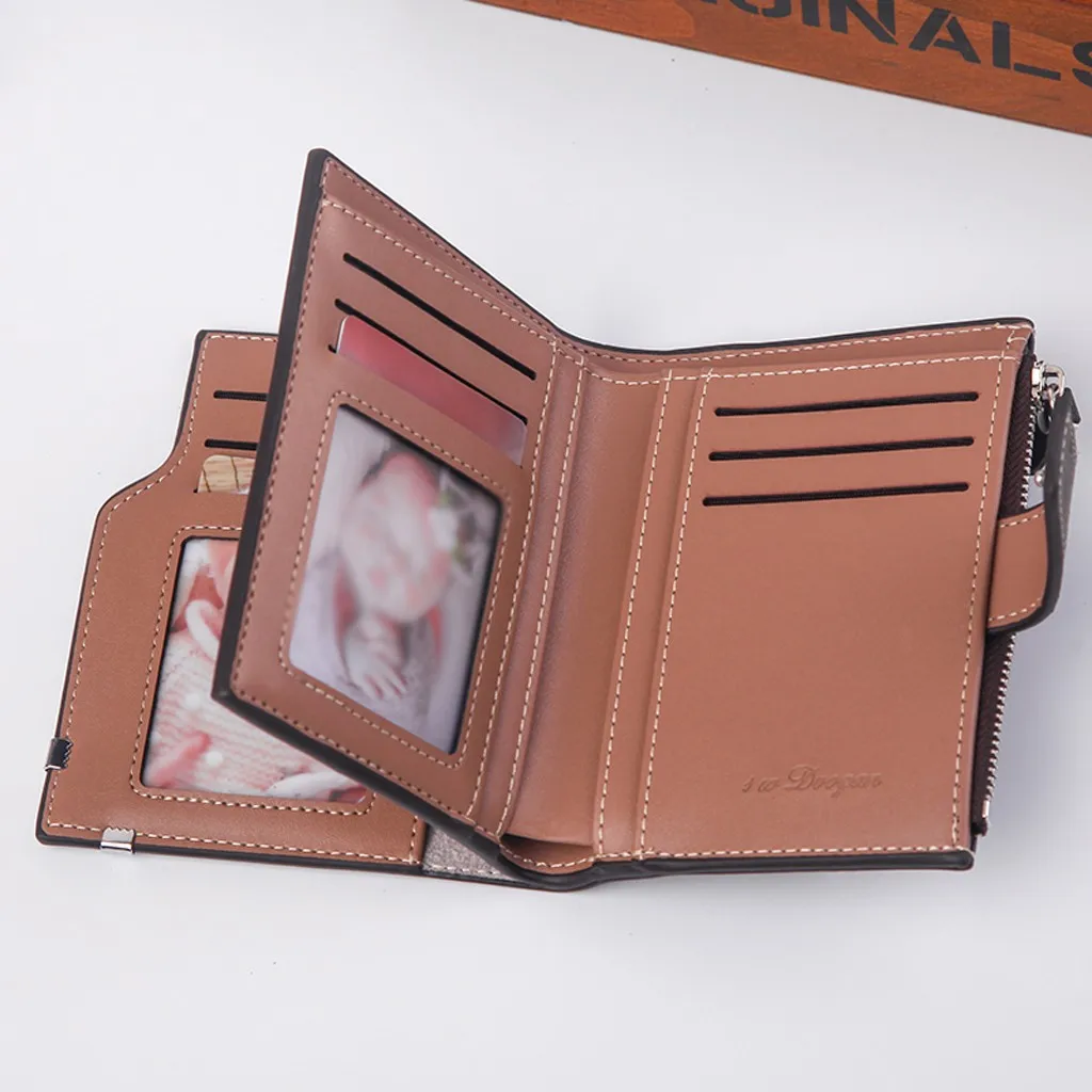 Модный мужской однотонный длинный кожаный бумажник в стиле ретро, винтажный стиль, сумка для карт, мужской кошелек