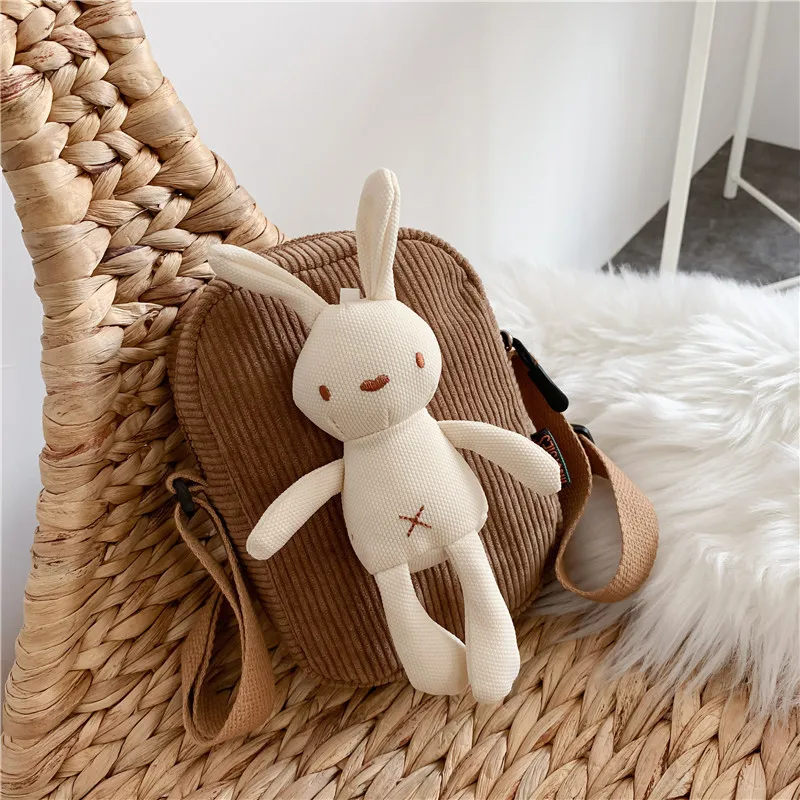 Rabbit-brown Детская сумка, коллекция года, зимняя новинка, Ins, супер огненная бархатная тканевая сумка с милым Кроликом, сумка через плечо для покупок, сумка для родителей и детей, для маленьких студентов - Цвет: Rabbit-brown