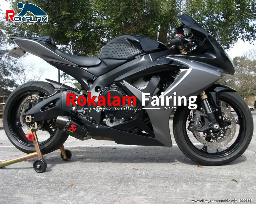 

Body Shells For Suzuki K6 GSXR600 GSXR750 2006 2007 Silver Black Motorcycle Aftermarket ABS Fairing Kit (Injection Molding)