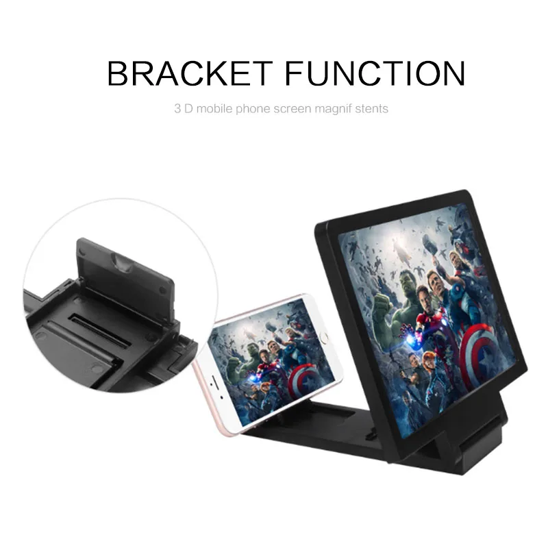 3D Mobile Phone Screen Magnifier HD Amplifying Stand Movie Video Foldable Desktop Lightweight Bracket Folding Phone Holder