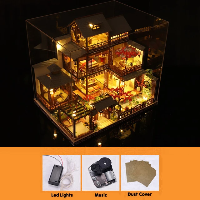 Kids Toys Diy Dollhouse Assemble Wooden Miniatures Doll House Furniture Miniature Dollhouse Puzzle Educational Toys For Children 8