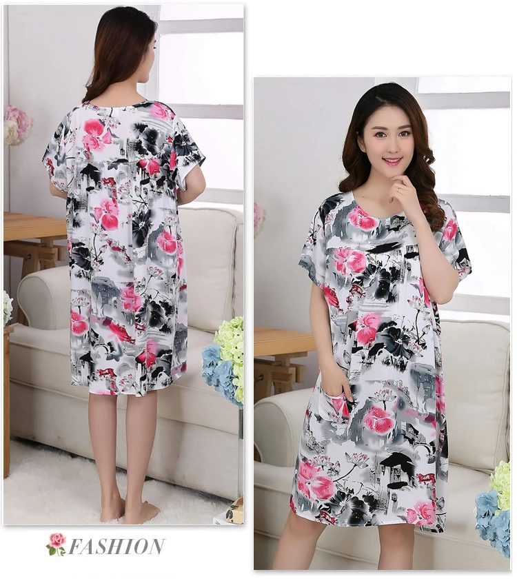 Для женщин свободная ночная рубашка трусы Винтаж StyleFloral ночная рубашка ночная одежда для отдыха, одежда для сна