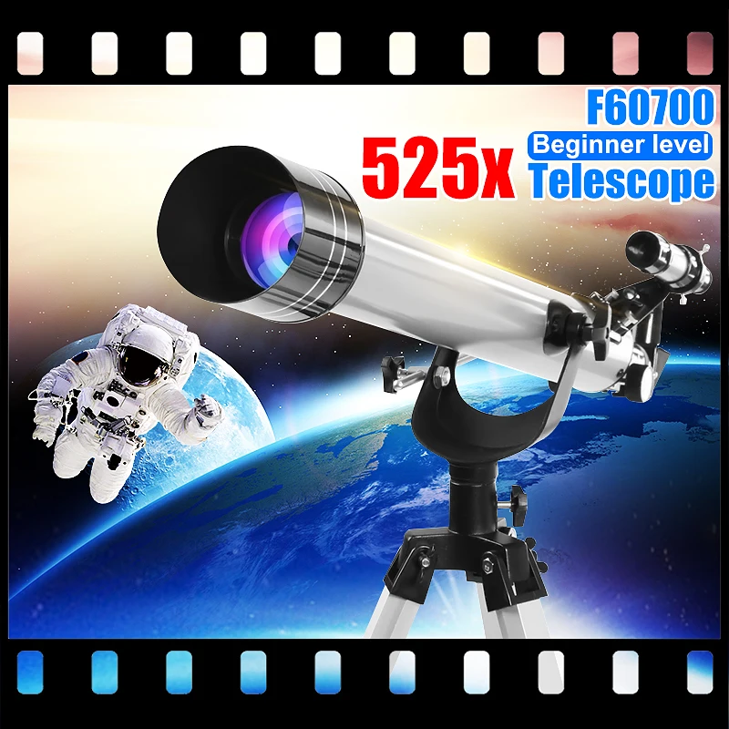SGODDE F60700 525x High Magnification Astronomical Refractive Telescope 3Pcs Eyepieces And