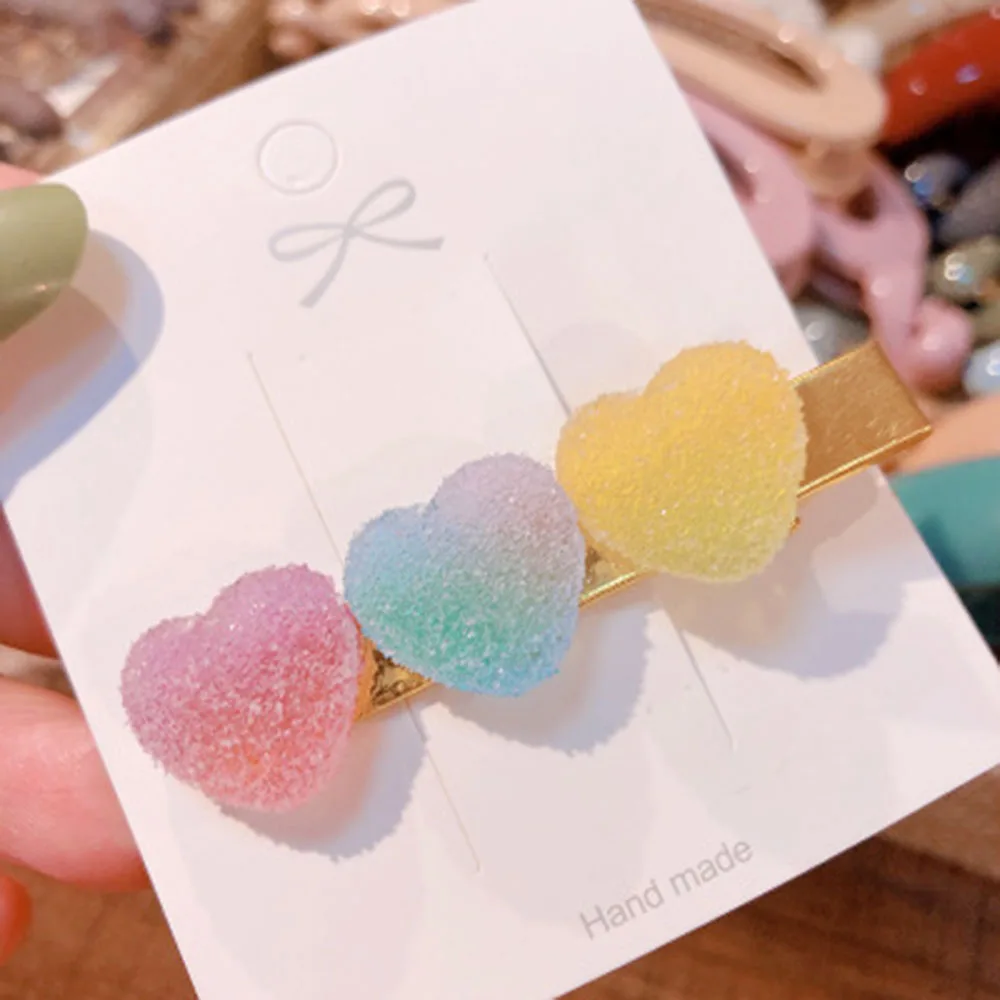 Новинка Корея сладкий сердце конфеты цвет минималистичный зажим для волос прекрасные заколки шпилька аксессуары для волос для женщин - Цвет: 3