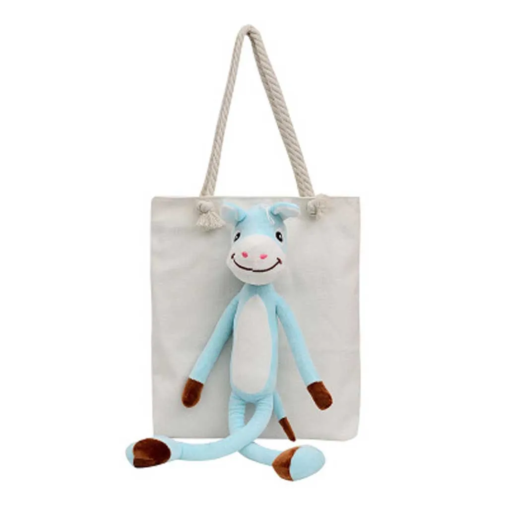 Женская сумка-тоут 2019 Милая холщовая сумка-шоппер для девочек, модные сумки на плечо с мультяшными игрушками, сумки для шоппинга