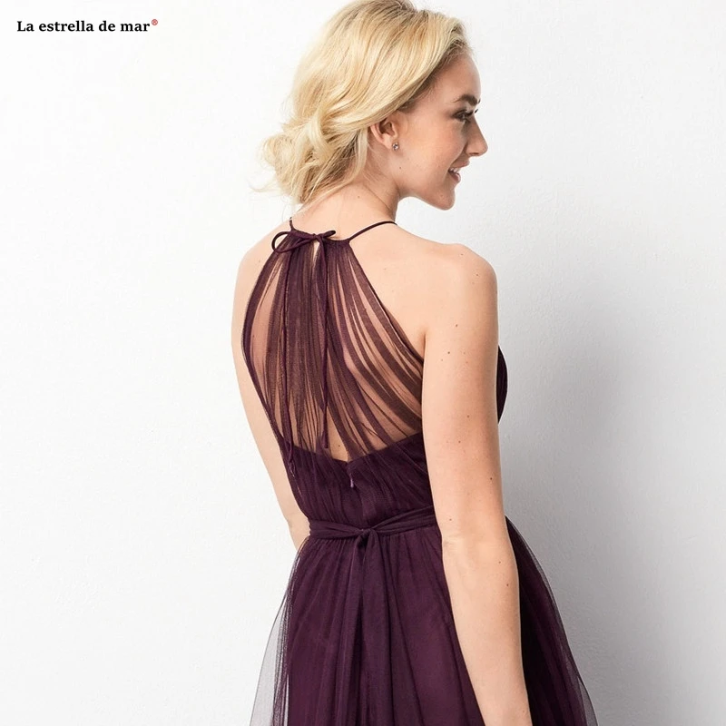 Vestido madrinha2019 тюль Холтер назад Алин простой фуксия платье подружки невесты длинное свадебное платье для гостей Расширенный заказ