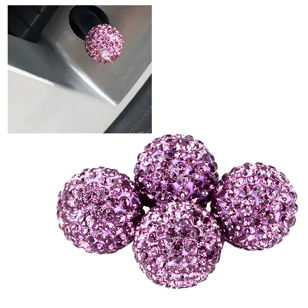 4PCS Crystal Balls Car Tire Valve Tyre Stem Air Caps Cover Tire Valve Cover Tyre Valve Cap For Automobiles Styling For Women