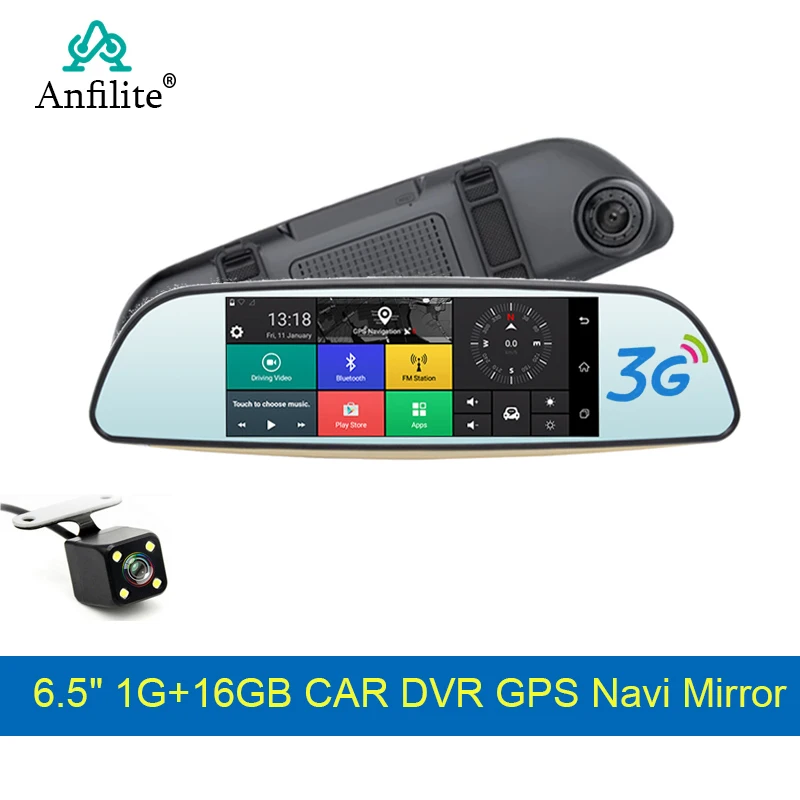 

Anfilite 6.5" android 5.0 E515 blueooth gps navigation Car DVR 3G Mirror Full 1080P Video Recorder Camera 1.3GHz truck navigator
