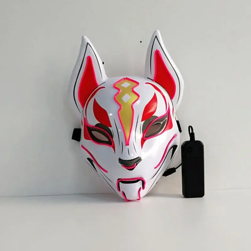 

Fox Face Mask Creative Halloween Glowing Mask Masquerade Bar Party Performance Fearsome Night Light Mask