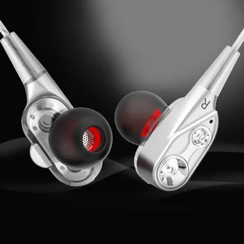 

HIFI Stereo Earbuds Hands-free Wired in-earphones Double Unit Driver Super Bass In-ear Earphone with Mic for Running Sports