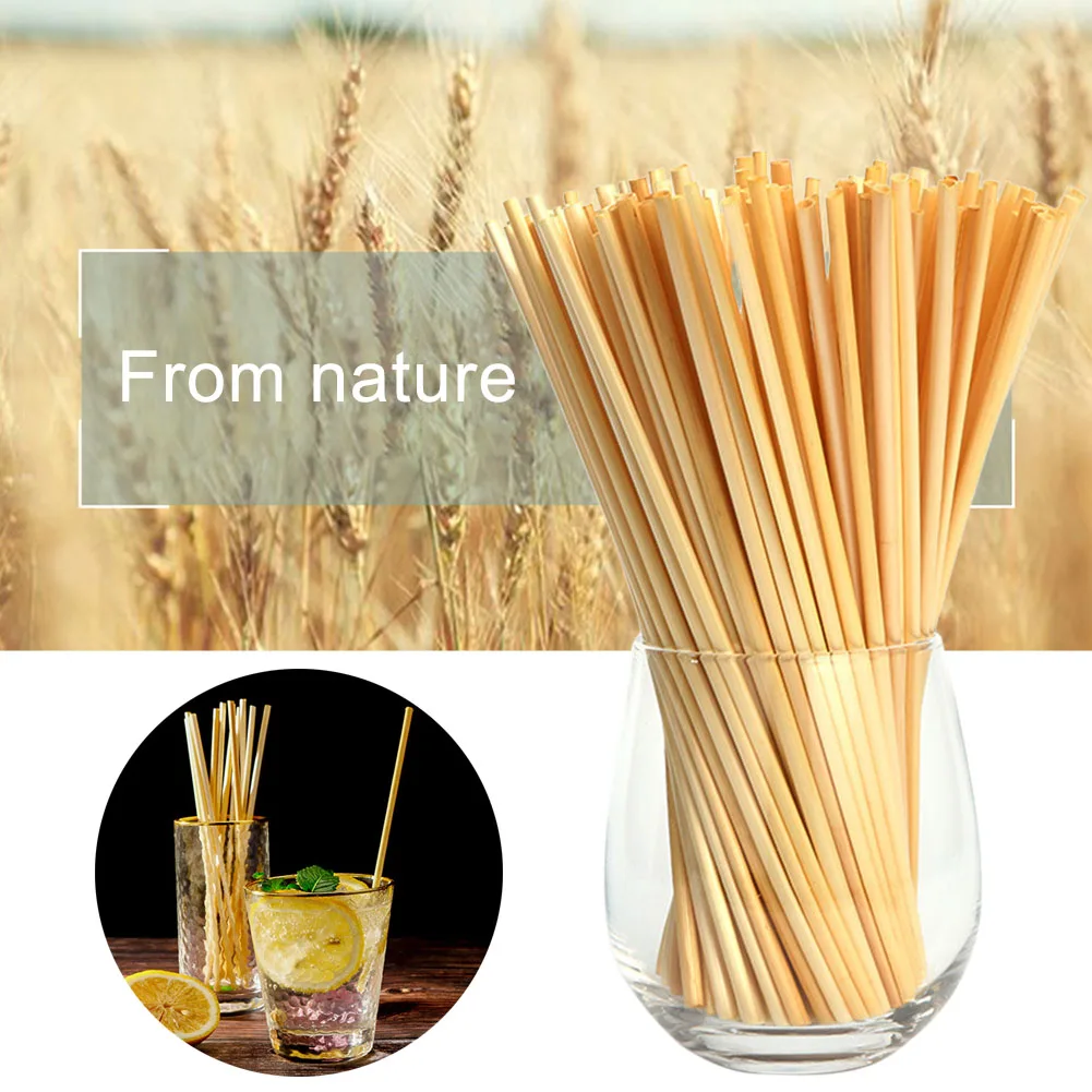 

100/200/300Pcs Wheat Drink Straws Biodegradable Eco Frendly Straws Bulk for Birthday Wedding Bridal Baby Shower Party Supplies