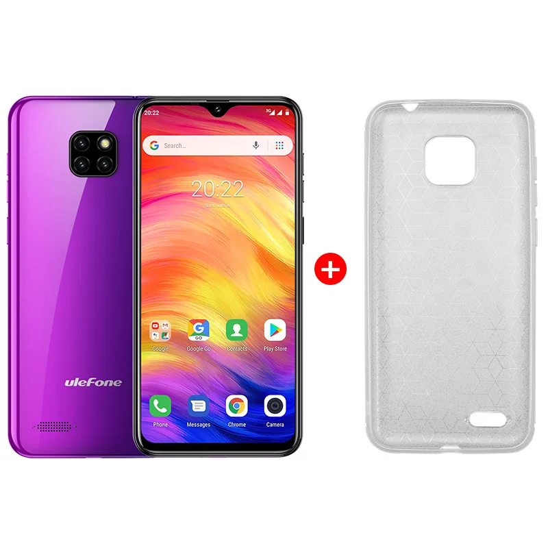 Twillight add case Ulefone Note 7, смартфон, экран в виде капли воды, 6,1 дюймов, 19:9, четырехъядерный процессор, 16 Гб ПЗУ, 3500 мАч, Face ID, три тыловые камеры, Android 9,0 - Цвет: Twillight add case