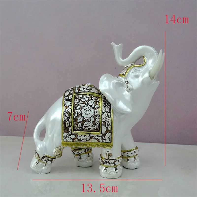 Lucky Feng Shui éléphant Statue avec Grain de Bois Sculpture Animale Figurine Cadeau décoration Actuelle Bonne Chance Aufee Éléphant en résine Wood Grain Large