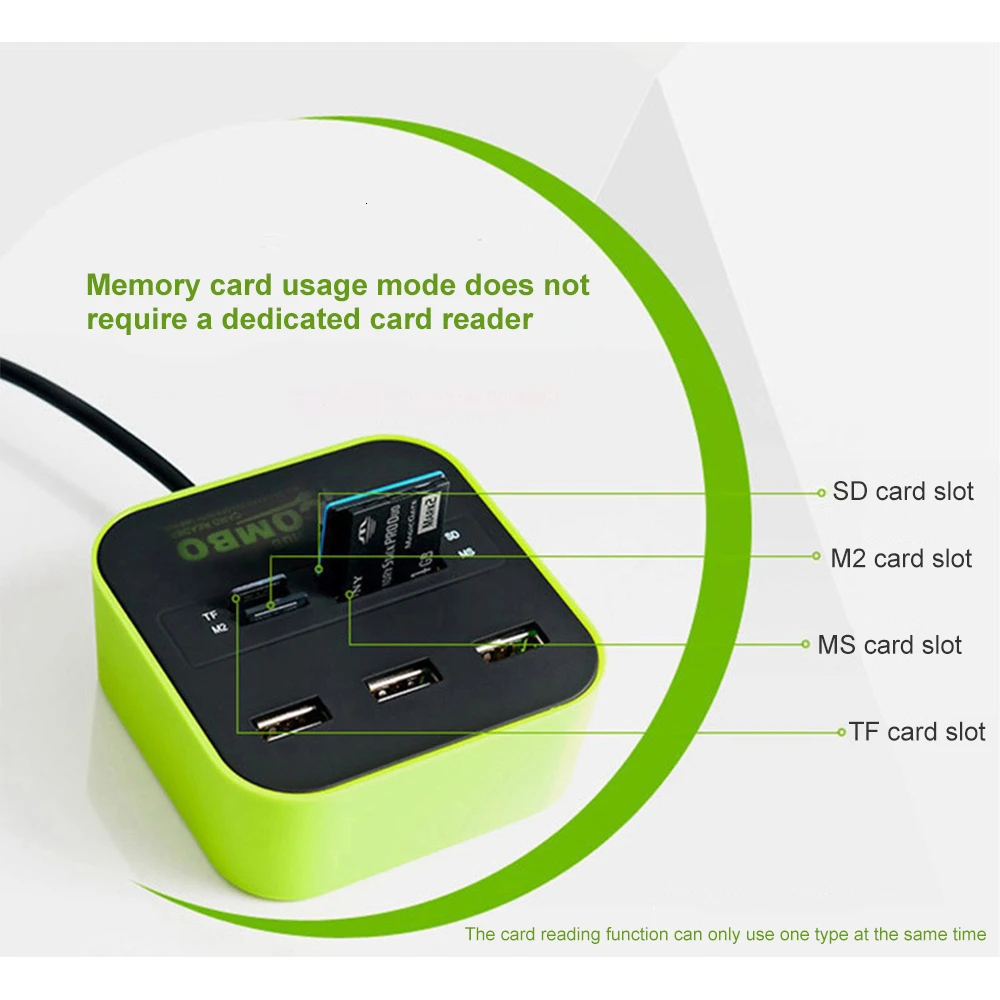 CHYI usb-хаб 2,0 Мульти USB 3 порта USB Высокоскоростной разветвитель многофункциональный концентратор Поддержка SD M2 MS TF USB карта для ПК компьютера ноутбука