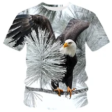 Camiseta con estampado 3D de águila, Fénix y llama para hombre, camiseta de manga corta con cuello redondo a la moda, Tops Unisex de gran tamaño