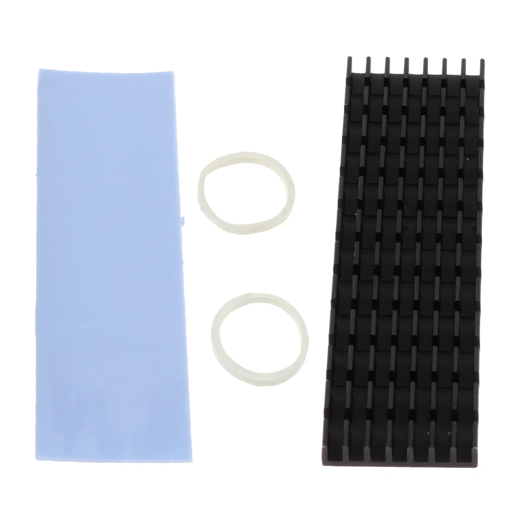 M.2 2280 SSD Heatsink Cooler Solid State Hard Disk Cooling Fin Radiation Dissipate w/ Silicone Thermal Pad (Black)