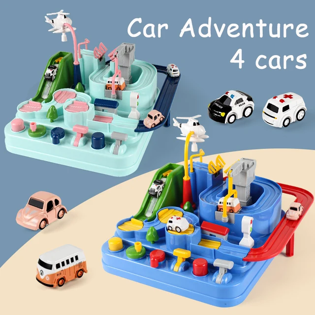 Rail Car Train Track Toys for Kids Montessori Children Racing Cars Mechanical Adventure Brain Table Game Christmas Gifts Toy 1