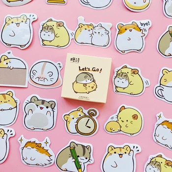 

45 pcs /Box Kawaii Little Mouse Cavy Bullet Decorative Adhesive Stickers Stick Label