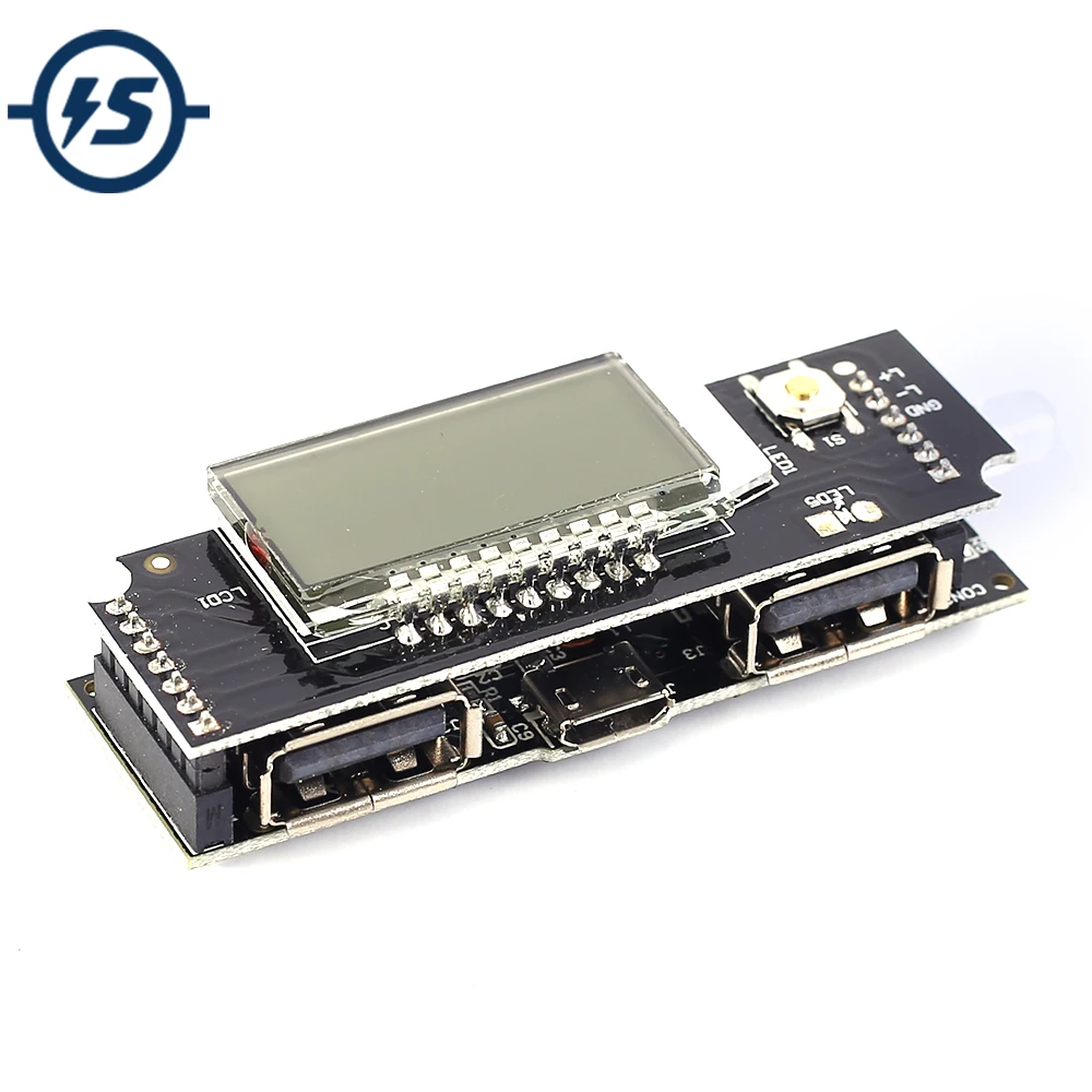 Зарядная плата для литиевых батарей 5V2A ЖК-дисплей Двойной выход USB зарядное