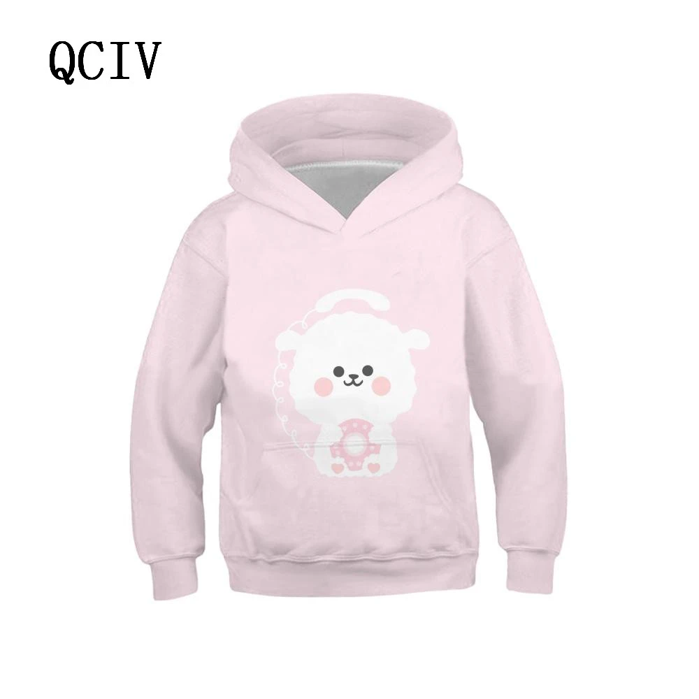 QCIV marca Animal Sudadera con capucha niños oso Sudadera capucha imprimir sudadera rosa impreso encantadora Casual con capucha de manga larga Hip Hop moda otoño|Sudaderas con capucha y sudaderas| -
