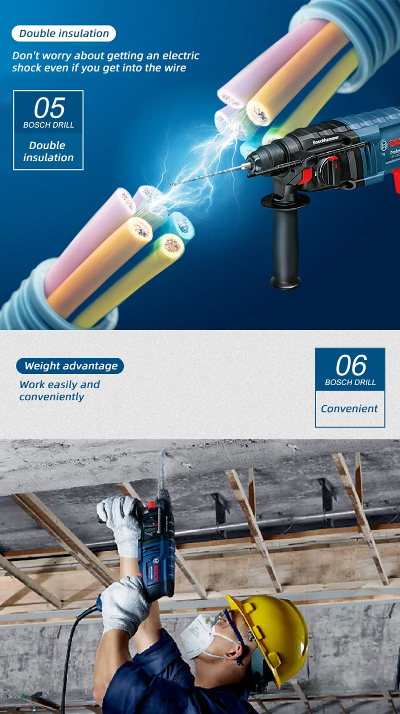 Bosch GBH 2000 RE/DRE электрический молоток, электрическая дрель, бытовой многофункциональный светильник, электрический инструмент, ударная дрель
