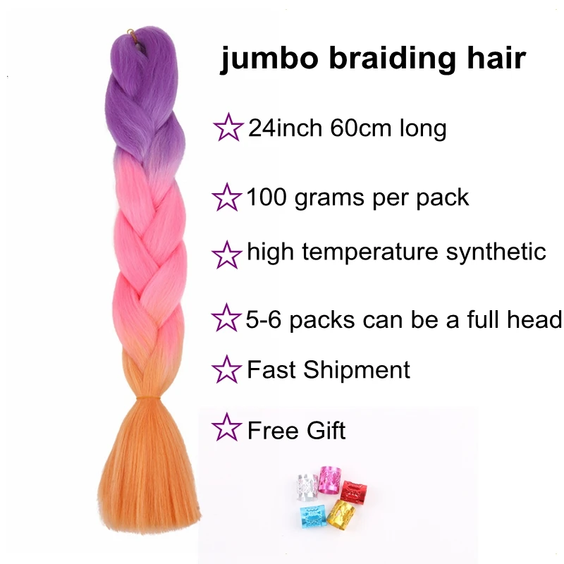 Desire for Hair 24inch 60cm Synthetic Hair extensions jumbo braiding hair colorful ombre glowing bling bling glitter 1 pack/lot