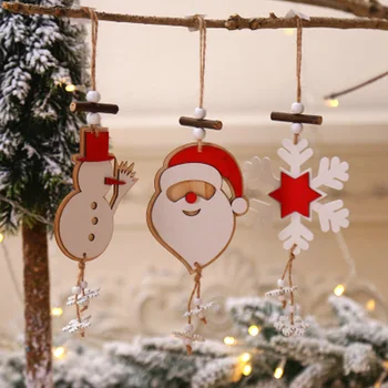 

1pc Christmas Decorations For Home Decor Wooden Snowman Santa Claus Snowflake Decorations Pendant For Christmas Tree Door Closet