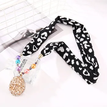 

2020 NEW Arrival Chiffon Jewelry Statement Necklace Water drop Pendant Scarf Women Neckerchief Foulard Femme Accessories