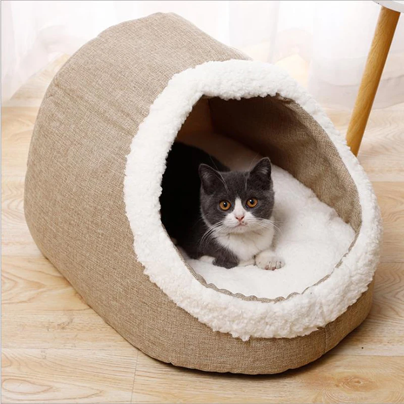 

Pet Cat Dog bed House Kennel calceolo Winter Warm Nest Soft Foldable Sleeping Pad Animal Puppy Cave Sleeping Mat Nest Kennel Pet
