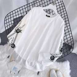 150Kg Plus Size Women's Autumn Flower Printed Sweatshirts Bust 157cm 6XL 7XL 8XL 9XL 10XL Loose Slim Long-Sleeved Female Top