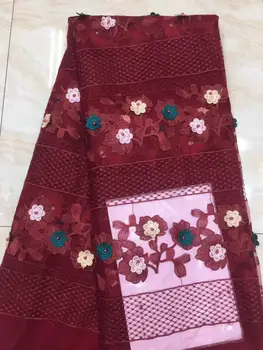 

High Quality Tulle Lace Fabric with Beads 2019 Popular Handmade Lace Fabric Embroidered African French Lace for Wedding