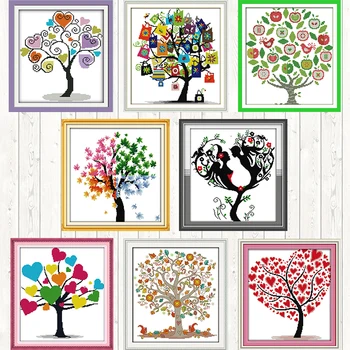 

Colorful Tree Patterns Counted Cross Stitch 11CT 14CT Gifts DMC Cross Stitch Sets Wholesale DIY Handmade Embroidery Needlework