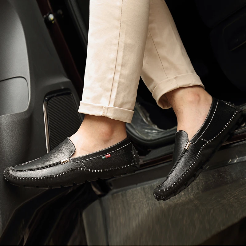Spring and autumn men's shoes comfortable high quality lightweight lace loafers leathe non-slip wear-resistant large size 47
