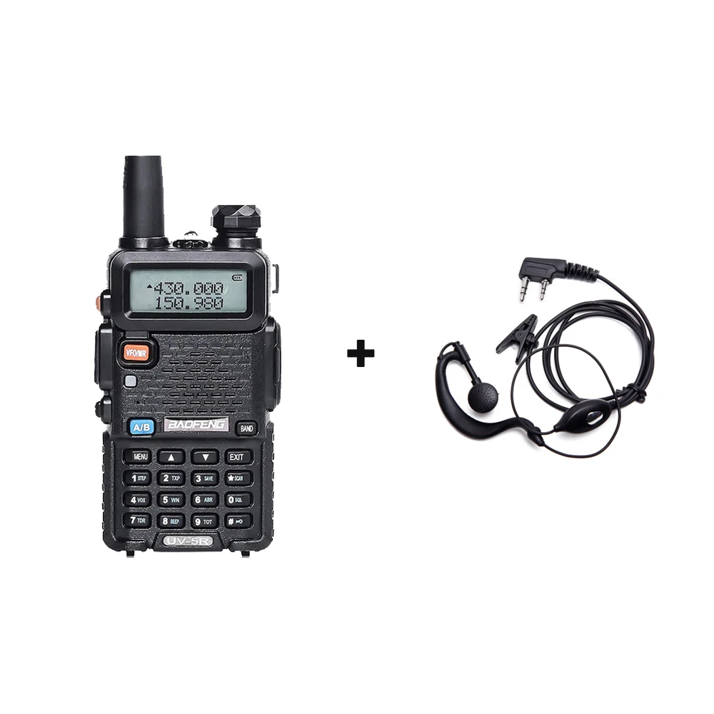 BaoFeng 8 Вт UV-5R портативная рация профессиональная двухсторонняя радио Baofeng UV5R трансивер УКВ портативная охотничья радиостанция - Цвет: add 1 headset