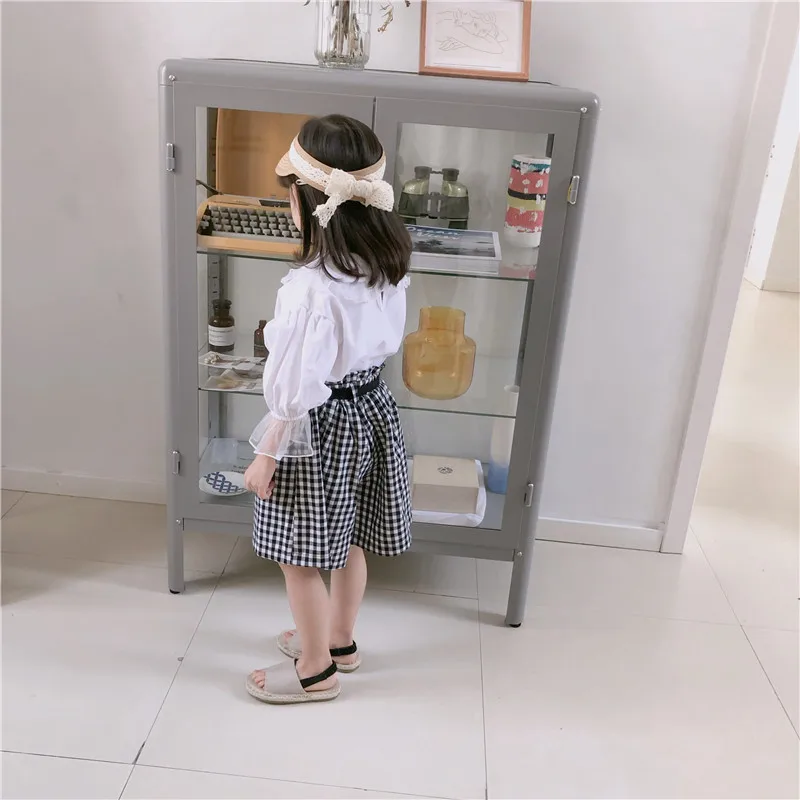 Tao. catkids/ г., весенне-летняя рубашка в Корейском стиле для девочек клетчатая юбка штаны свободного кроя ku bao свободные штаны с художественным рисунком