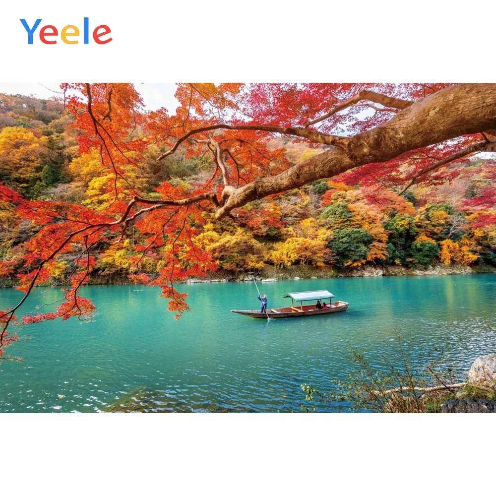 Yeele Landscape Portrait Blue River Maple Forest Photography Backdrops Personalized Photographic Backgrounds For Photo Studio |