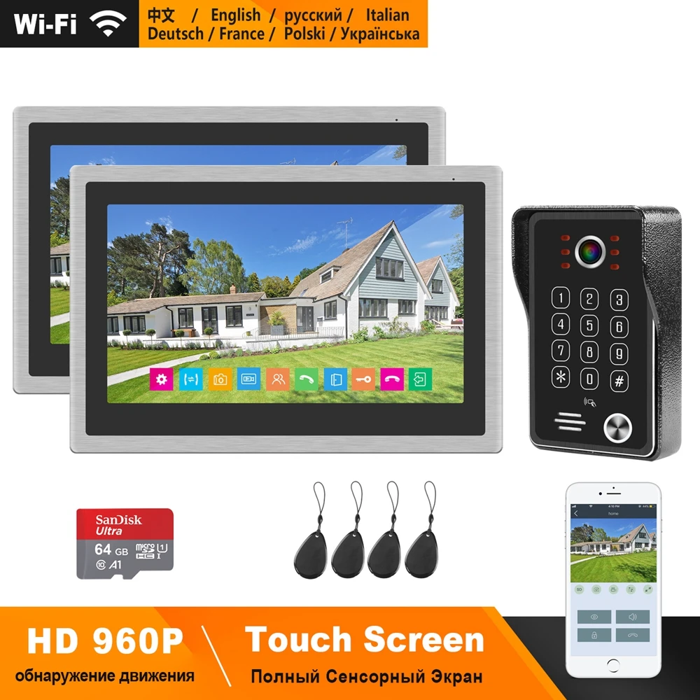 ##BUY HomeFong Wireless Video Door Phone for Home WIFI Intercom System 10 inch Touch Screen HD Monitor 130 Degree Doorbell APP Control